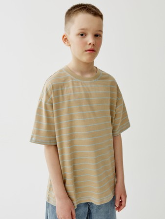 футболка оверсайз в полоску для мальчиков - детская одежда недорогая 
