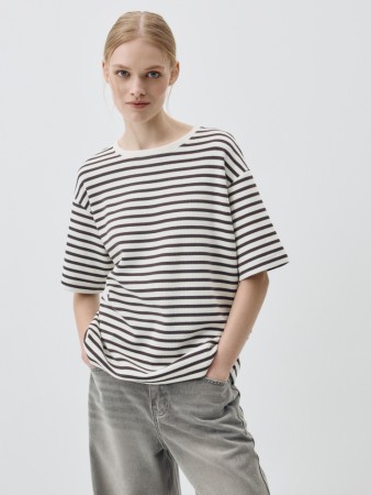 футболка оверсайз в полоску - женская одежда, обувь и аксессуары с круглым вырезом 