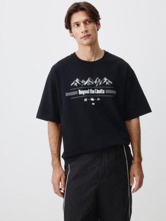 футболка oversize fit с принтом - мужские футболки хлопковые 