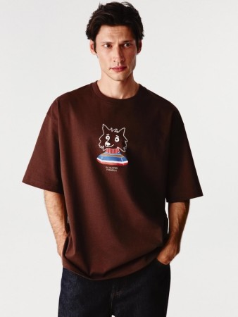 футболка oversize fit с принтом - мужская одежда дешевая 