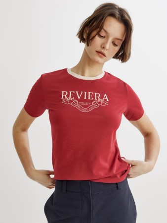 футболка приталенная с преппи-принтом - женские футболки женские 