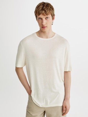 футболка прямого кроя из вискозы и льна - мужская одежда, обувь и аксессуары дешевая 