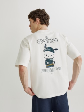 футболка прямого кроя с принтом pochacco - мужская одежда, обувь и аксессуары в рубчик 