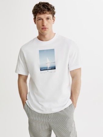 футболка прямого кроя с принтом - мужская одежда, обувь и аксессуары sela 