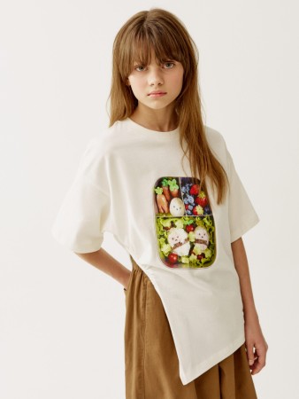 футболка с асимметричным низом для девочек из коллекции art people с авророй ефимовой - детская одежда российская 