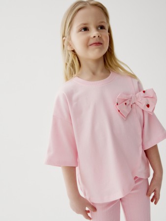 футболка с бантом для девочек - детские футболки текстильные 