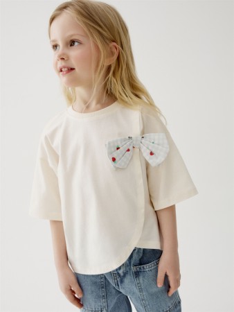 футболка с бантом для девочек - детские футболки текстильные 