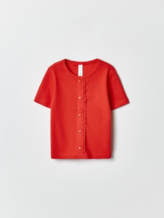 футболка с имитацией застежки для девочек - детские футболки с перфорацией 