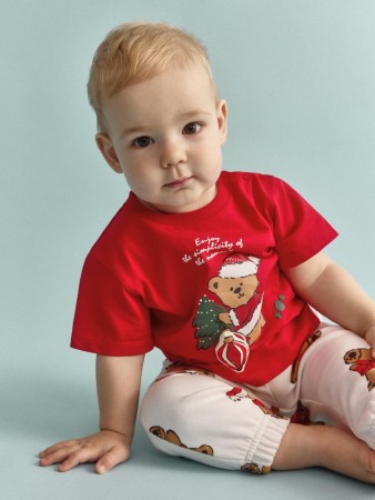 футболка с новогодним принтом и интерактивным декором для малышей - одежда, обувь и аксессуары для малышей в рубчик 