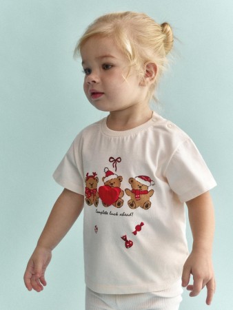 футболка с новогодним принтом и интерактивным декором для малышей - футболки для малышей