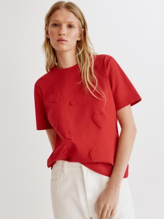 футболка с объемным принтом - женские футболки и поло в рубчик 