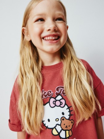 футболка с принтом hello kitty для девочек - детская одежда с отворотом 
