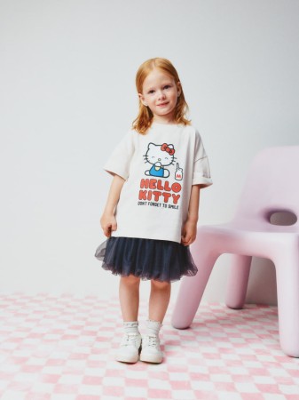 футболка с принтом hello kitty для девочек - детская одежда с отворотом 