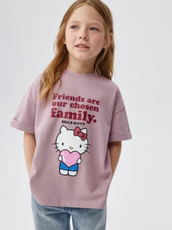 футболка с принтом hello kitty для девочек - детская одежда, обувь и аксессуары для всех возрастов с круглым вырезом 