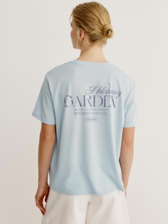 футболка с принтом из смесового тенселя - женские футболки и поло фактурные 