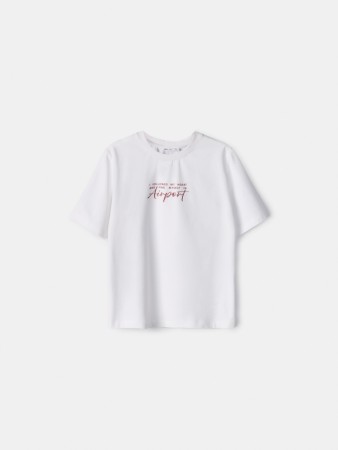 футболка с принтом прямого кроя фотография