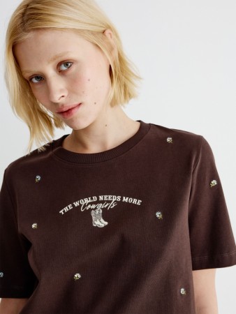 футболка с принтом - женские футболки и поло в рубчик 