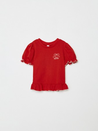 футболка с рукавами-фонариками для девочек - детская одежда, обувь и аксессуары для всех возрастов с круглым вырезом 