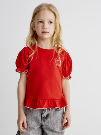 футболка с рукавами-фонариками для девочек фотография