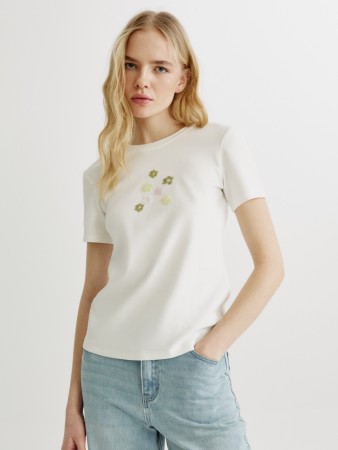 футболка с вышивкой из бисера - женские футболки и поло