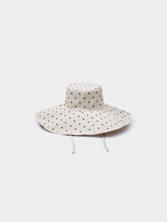 хлопковая панама с широкими полями в горошек - женские головные уборы в горошек 