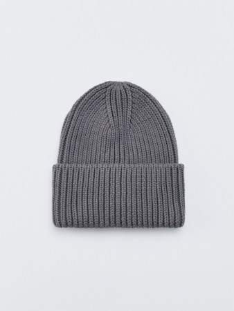 хлопковая шапка-бини крупной вязки - женские головные уборы вязаные 