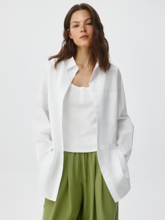 хлопковая удлиненная рубашка - женские блузы и рубашки