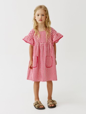 хлопковое платье оверсайз в клетку для девочек - детская одежда, обувь и аксессуары для всех возрастов