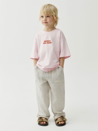 хлопковые брюки в полоску для мальчиков - детская одежда эластичная 