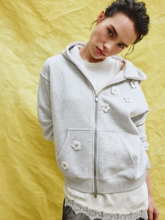 худи на молнии с цветочным декором - женские худи двухсторонние 