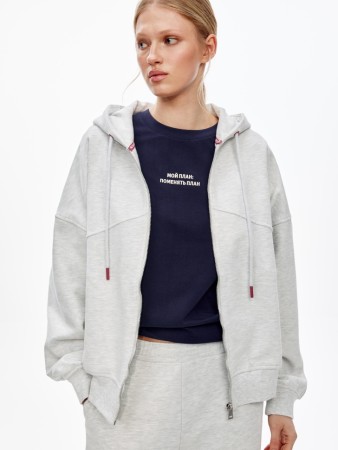 худи оверсайз на молнии из футера с потайным карманом - толстовки и олимпийки