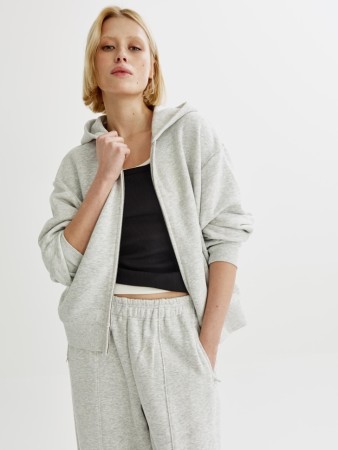 худи оверсайз на молнии из футера - женские худи российские 