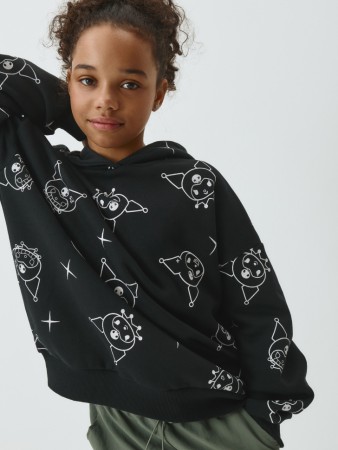 худи с принтом hello kitty kuromi для девочек - детские худи с поясом 