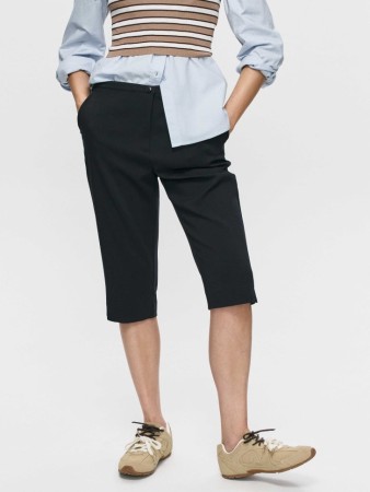 капри из костюмной ткани - женские джинсы и брюки с разрезом 