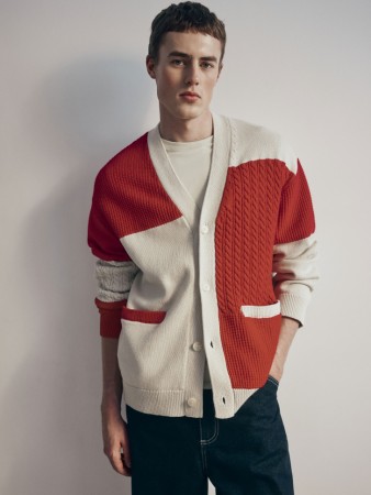 кардиган комбинированной вязки фотография