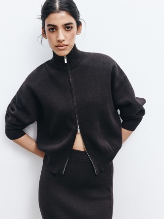 кардиган на молнии из хлопка и кашемира фотография