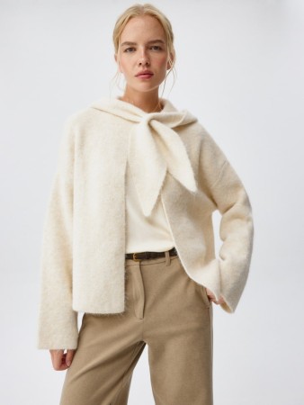 кардиган с капюшоном с содержанием шерсти - женская одежда с капюшоном 
