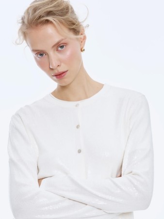 кардиган с пайетками - женская одежда перламутровая 