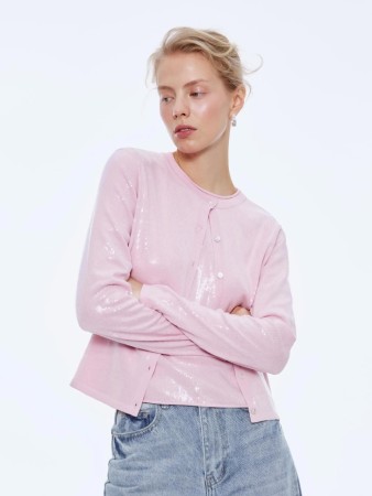 кардиган с пайетками - женская одежда перламутровая 