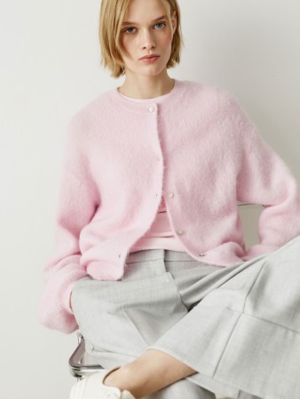 кардиган с высоким содержанием шерсти и мохера - женская одежда перламутровая 