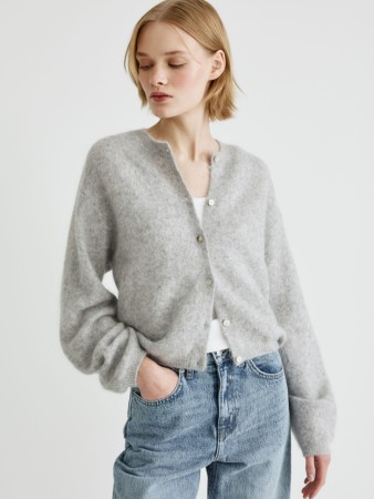 кардиган с высоким содержанием шерсти и мохера - женская одежда перламутровая 