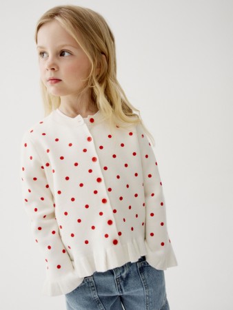 кардиган в горошек с оборками для девочек фотография