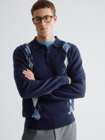 классический джемпер с содержанием шерсти и шелка - мужские джемперы в клетку 