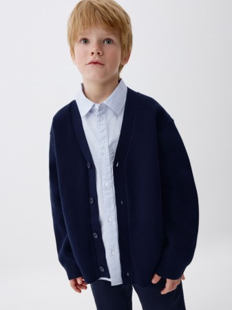 классический вязаный кардиган детский - детская одежда угольная 