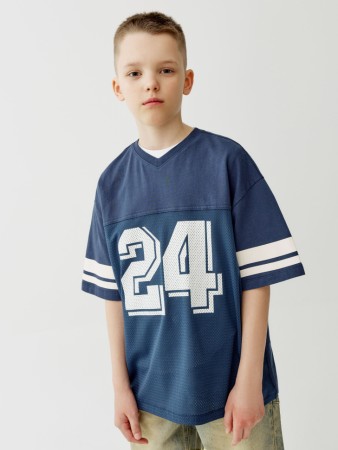 комбинированная футболка в спортивном стиле для мальчиков - детская одежда sela 