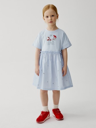 комбинированное платье с принтом hello kitty и my melody для девочек фотография