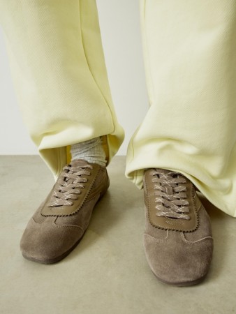 комбинированные кеды из натуральной замши и кожи - женские кроссовки и кеды из натуральной кожи 