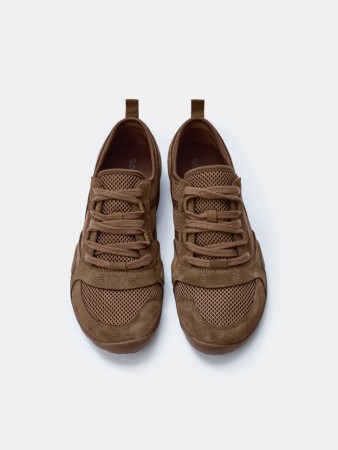 комбинированные кроссовки из натуральной замши и текстиля - обувь облегченная 