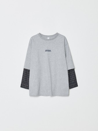 комбинированный лонгслив оверсайз для мальчиков - детские лонгсливы для детей 