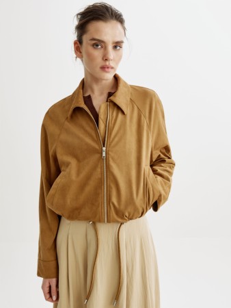 короткая куртка из искусственной замши - куртки и пуховики замшевые 